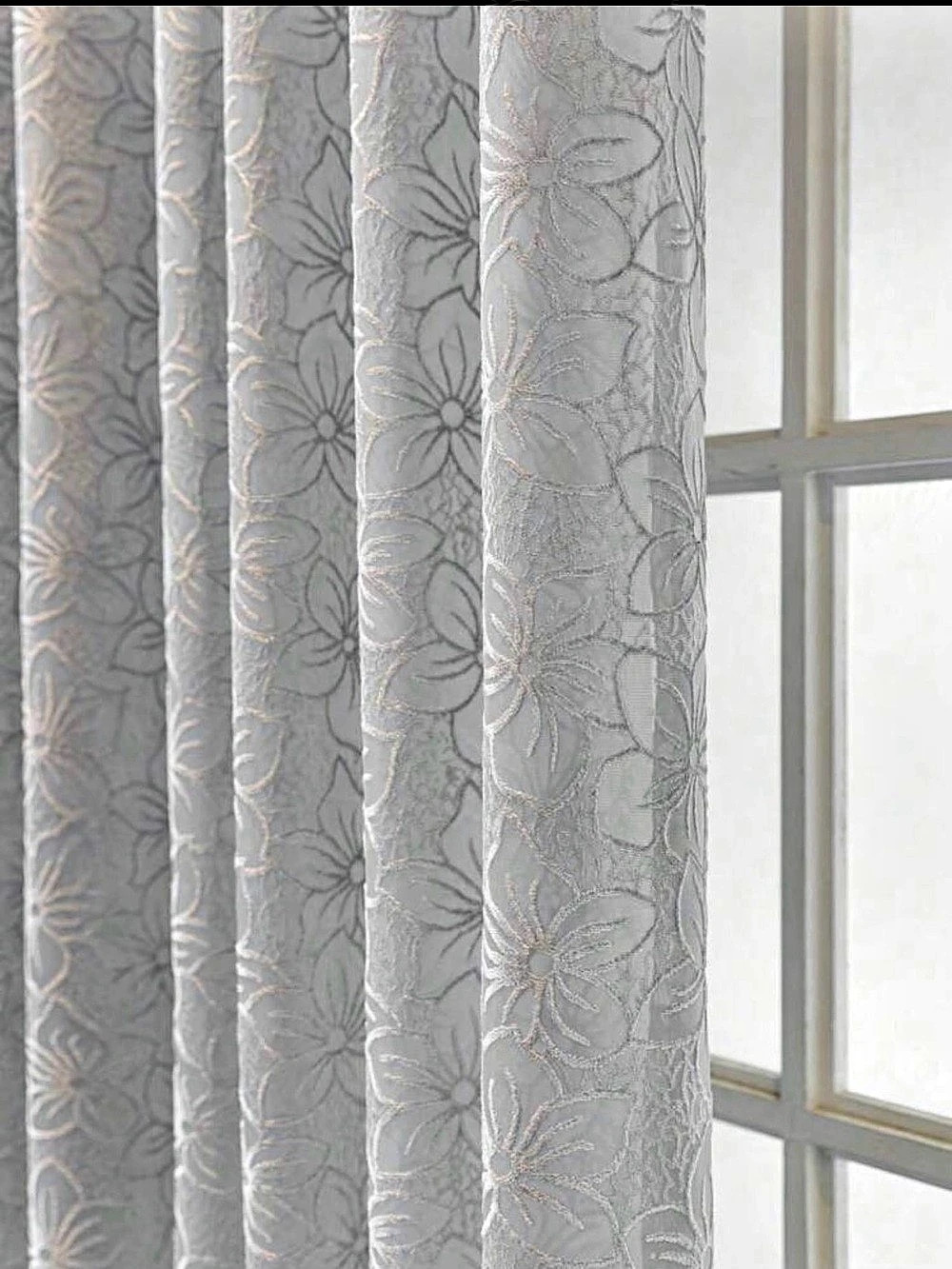 SHEIN Gray Floral Curtain Panel